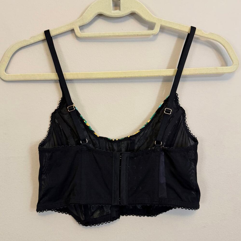 Savage X Fenty Chained In Lace Bustier Size 8-10 Black Sheer Mesh Nightwear - Picture 3 of 7